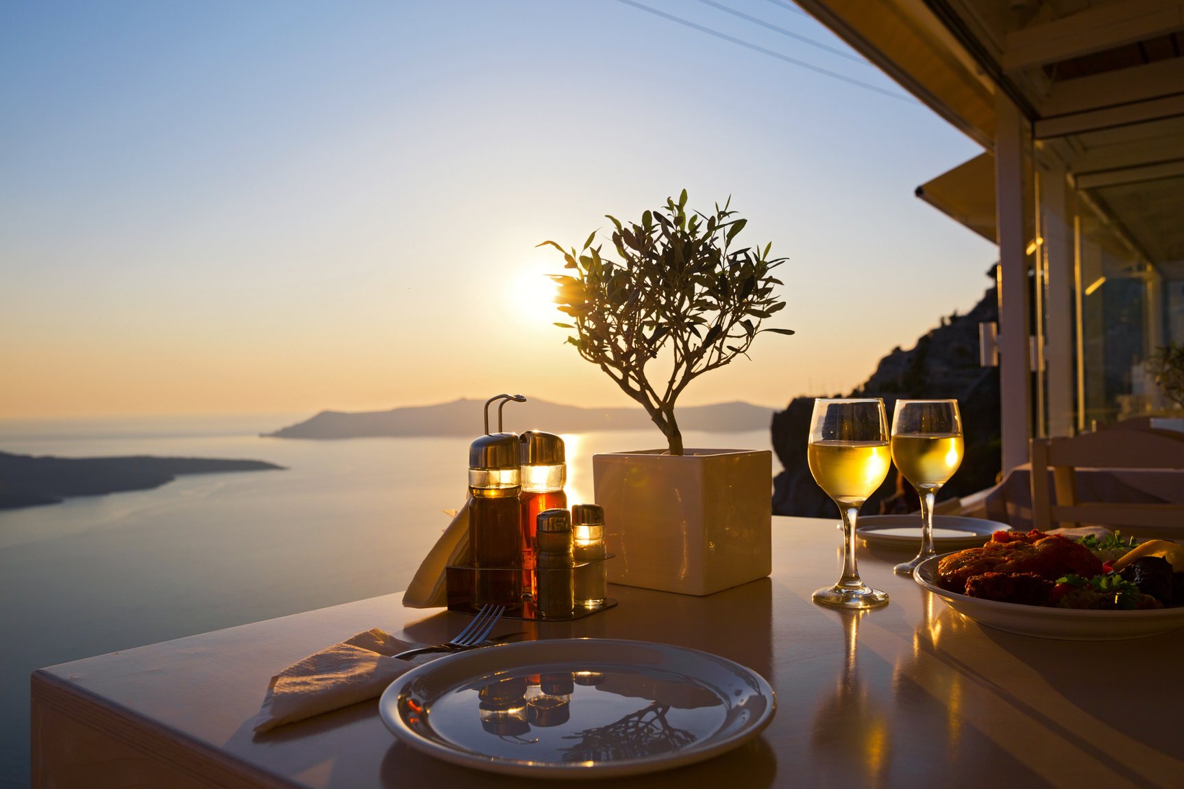 Romantic dinner for two at sunset